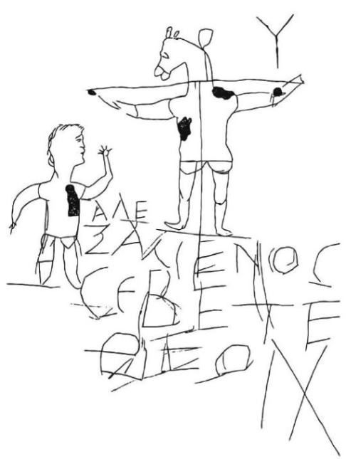 The Alexamenos Graffito mocking Jesus on the Cross