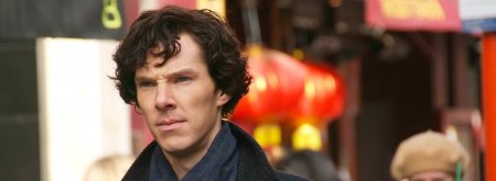 Benedict Cumberbatch filming Sherlock